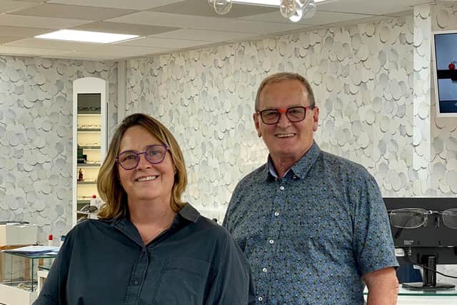 Sukie and Stephen Woodhouse in their revamped opticians