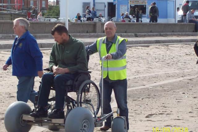 An earlier trial of a beach wheelchair at Fleetwood