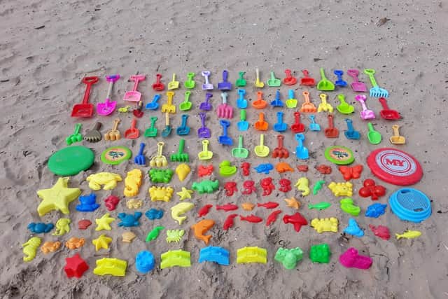 Just some of the plastic toys abandoned on the Fylde coast beaches