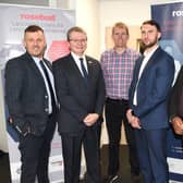 The Rosebud Rebound Fund  has been launched to help Lancashire fimrs recover from teh pandemic's effects. Left to right, Jonathan Nelson, GC Business Finance, County Cllr Michael Green, Lancashire County Council, Michael Lough, Blue Wren, Matt Robinson, GC Business Finance, Amin Vepari, Lancashire County Council.