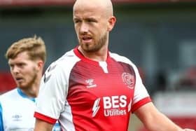 Striker Paddy Madden scored after only five minutes against Darlington and added two more in the second half Picture: FLEETWOOD TOWN FC
