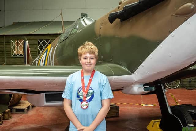 12-year-old Hodgson Academy pupil Zachary Shaw is taking part in the Spitfire 10k family run to commemorate the 80th anniversary of the Battle of Britain. Photo: RunPhotoRun