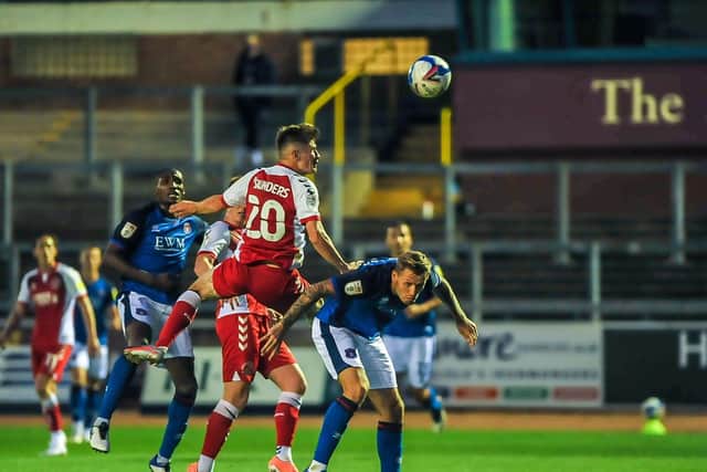 Harvey Saunders heads Fleetwood's third goal at Carlisle
Picture: STEPHEN BUCKLEY/PRiME MEDIA IMAGES