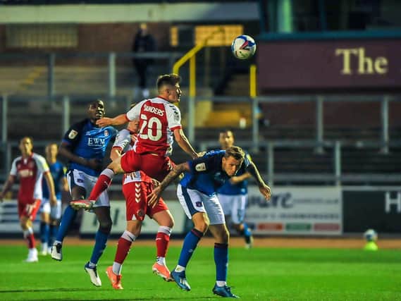 Harvey Saunders heads Fleetwood's third goal at Carlisle
Picture: STEPHEN BUCKLEY/PRiME MEDIA IMAGES