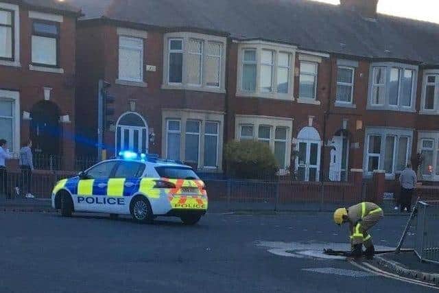 Lancashire Police closed Devonshire Road from Caunce Street to the junction with Talbot Road while firefighters tackled the school blaze