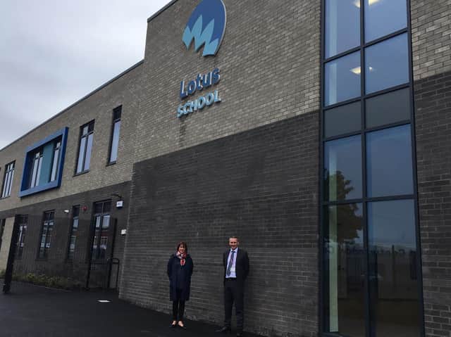 Coun Kath Benson, cabinet member for schools, education and aspiration
and Philip Thompson, head of service, Special Educational Needs for  Blackpool Council at the new Lotus School