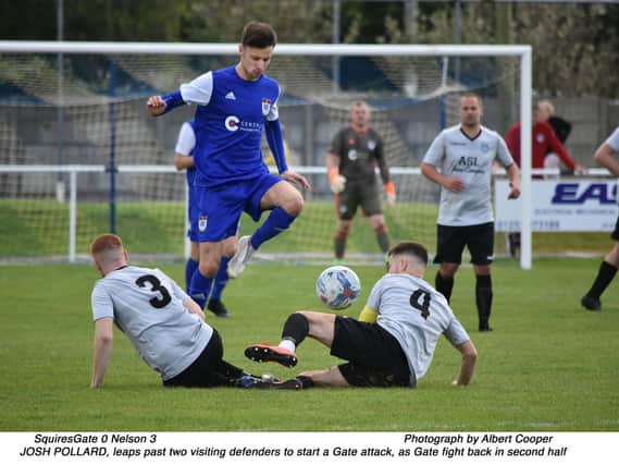 Squires Gate’s Josh Pollard takes the aerial route during their game with Nelson Picture: Albert Cooper
