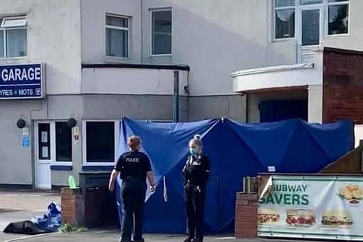 The body of a man in his 50s was found in a car parked in a driveway next to Subway in Squires Gate Lane, Blackpool yesterday afternoon (Sunday, September 6). Pic: Paul Webster