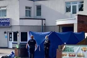 The body of a man in his 50s was found in a car parked in a driveway next to Subway in Squires Gate Lane, Blackpool yesterday afternoon (Sunday, September 6). Pic: Paul Webster