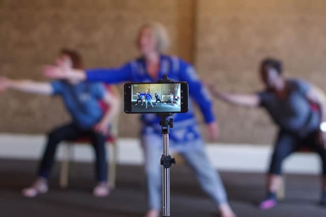 Filming of an online Dance & Parkinson's class.