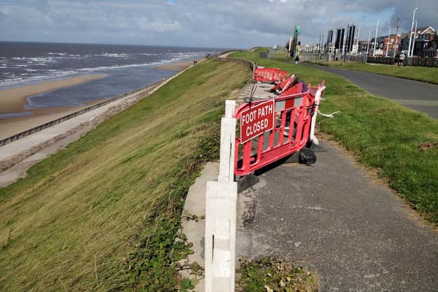 The gap in the barrier, at the Cliffs in North Shore, has been described as a 'potential death trap', with temporary plastic barriers constantly being blown over by the wind (Picture: Michael Holmes for JPIMedia)