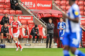 Joey Barton keeps a close watch on his Fleetwood charges during last weekend's Carabao Cup win over Wigan
