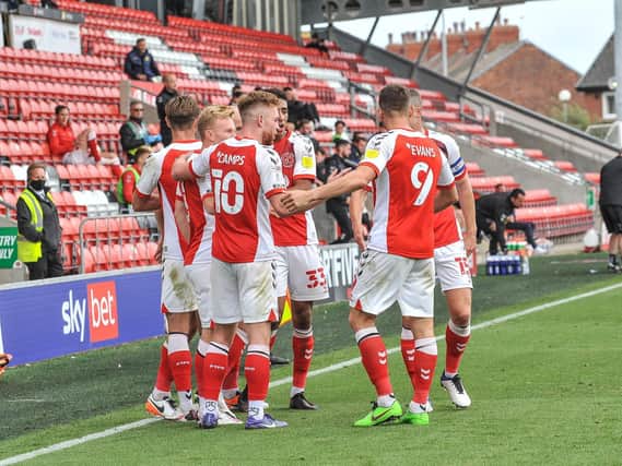 Fleetwood Town celebrate Paddy Madden's winner against Burton Albion  Picture: Stephen Buckley/PRiME Media Images Limited