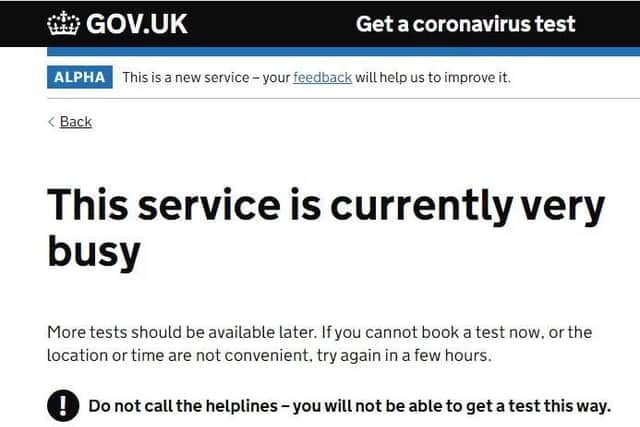 There were no Covid-19 tests available for those living in Blackpool on the morning of Monday, September 14, 2020 (Picture: UK Government/JPIMedia)