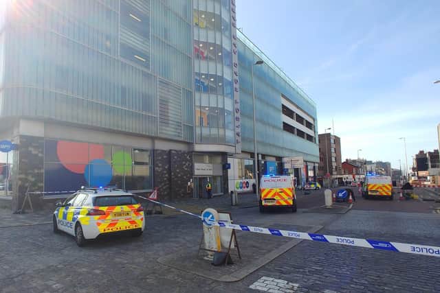 Police have confirmed that the man has fallen from the roof of the car park, but hiscurrent condition is not known at this stage