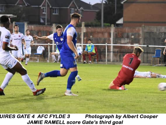 Jamie Ramwell scores for Squires Gate   Picture: Albert Cooper