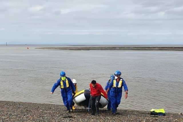 Rescuers at Fleetwood yesterday. Picture by the coastguard