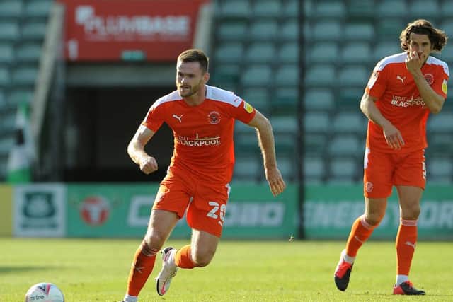 Ollie Turton in action for Blackpool against Plymouth last week
