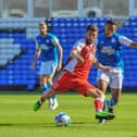 Ched Evans has a shot blocked at Peterborough Picture: STEPHEN BUCKLEY / PRiME Media Images