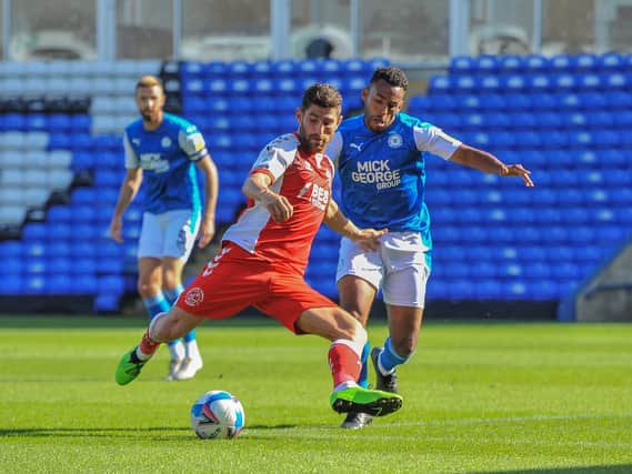 Ched Evans has a shot blocked at Peterborough Picture: STEPHEN BUCKLEY / PRiME Media Images