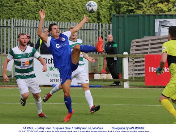 Elliot Pond goes close for Gate at Birtley Town Picture: IAN MOORE