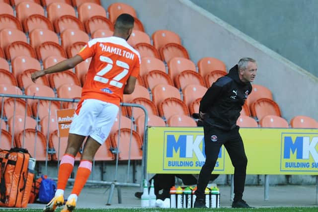 Neil Critchley keeps a close watch on his Blackpool side including two-goal matchwinner CJ Hamilton