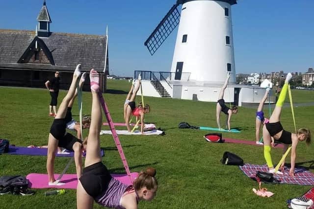 The gymnasts, here training outdoors at Lytham, now have a new base at BActive Warton