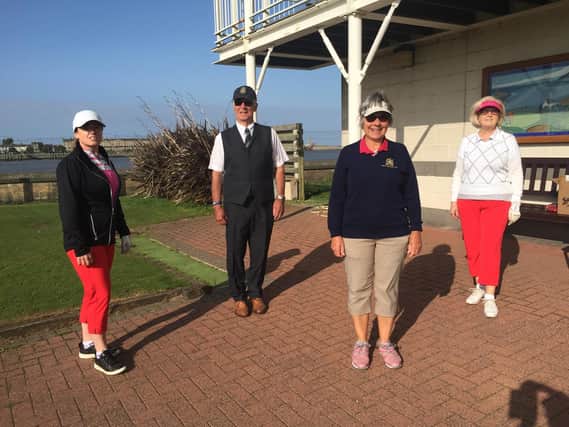 David Brocklehurst with Knott End ladies' members at the first of his president's week events