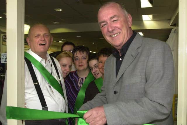 Lennie Bennett at the opening of Oxfam in Talbot Road in 2002
