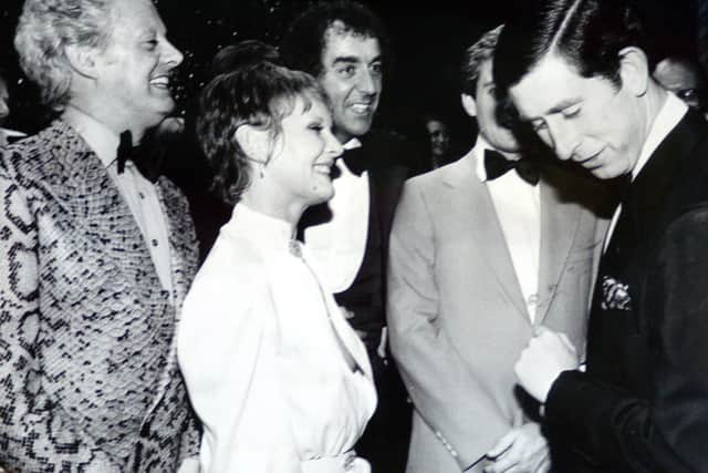 Lennie Bennett (centre) meets Prince Charles with Danny la Rue and Petula Clark in Blackpool. Photo: Norman Wiggins