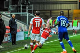 Joey Barton and his Everton counterpart Carlo Ancelotti watch Glenn Whelan on the ball in Wednesday's Carabao Cup tie