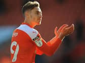 Dan Kemp applauds Blackpool's fans after last week's win against Swindon Town