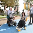 Pete Smith, Michelle Backhouse and Anchorsholme councillor Paul Galley celebrate the Swallowdale win.