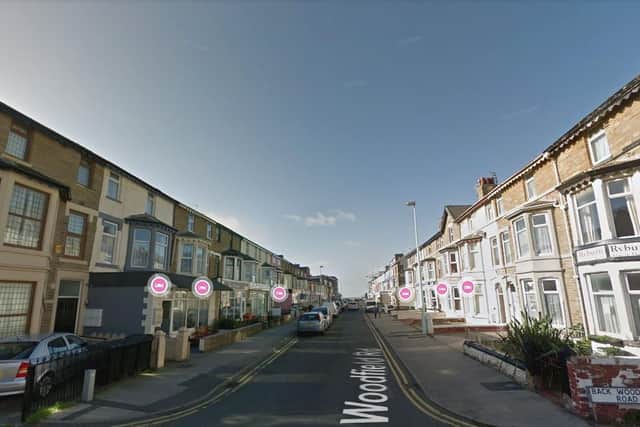 The fire broke out in a flat in Woodfield Road, Blackpool at around 6.20pm last night (Thursday, September 24). Pic: Google