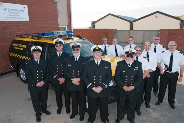 Former Coastguard Alistair Heyworth (fourth from left) and crew-mates back in 2011