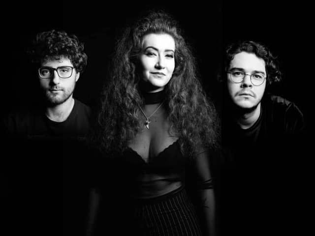 Leoni Jane Kennedy with her band Will Plunkett and James Jackman picture by Rob Blackham, Blackham Images