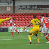 Danny Andrew hit the woodwork with this effort but his boss thought Fleetwood should have tested the Wimbledon keeper more