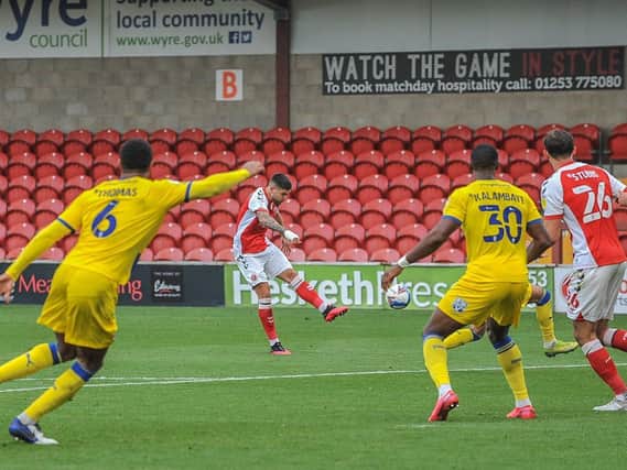 Danny Andrew hit the woodwork with this effort but his boss thought Fleetwood should have tested the Wimbledon keeper more