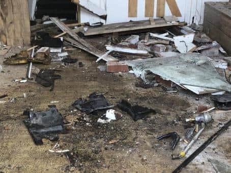 The mess left after a car crashed into the Health Kitchen in Fleetwood in August 2018.