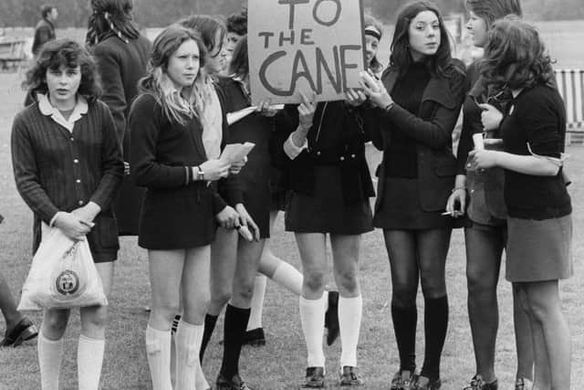 Students protesting against the use of canes in schools. Photo: Getty Images