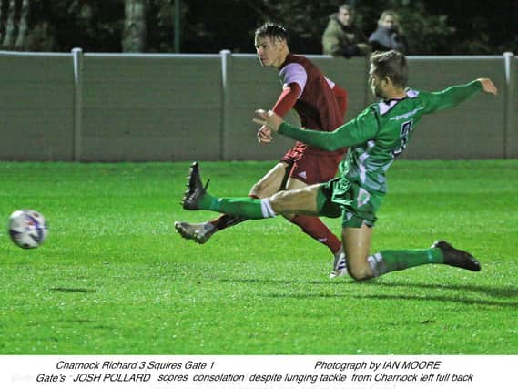 Josh  Pollard pulls one back for Gate but it wasn't enough against Charnock Richard
Picture: IAN MOORE