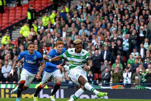 Scott Sinclair of Celtic (now playing for Preston North End) converts the penalty to score his side's second goal during the Scottish Cup Semi-Final match between Celtic and Rangers at Hampden Park on April 23, 2017. Pic credit: Mark Runnacles/Getty Images