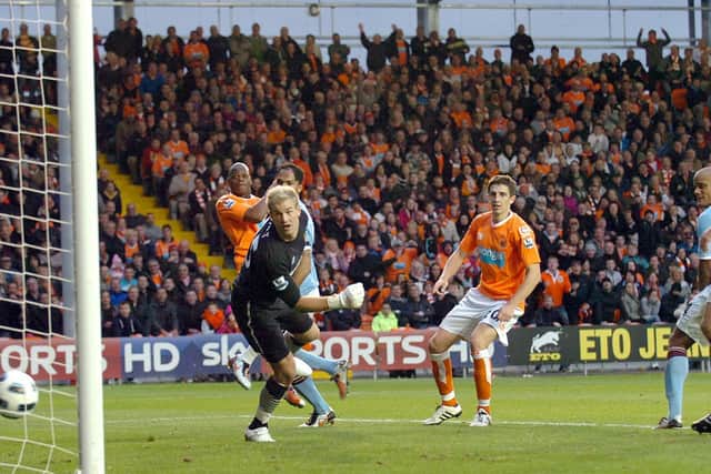 Marlon Harewood put Blackpool on level terms against Manchester City