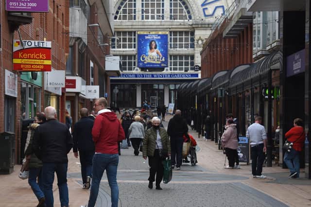 Shoppers in Victoria Street, Blackpool town centre, today, Saturday, October 16, 2020, after the resort was placed under tier three restrictions (Picture: Neil Cross for The Gazette)
