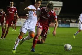 New Fylde signing Reagan Ogle (right) playing for Accrington Stanley against Blackpool in the EFL Trophy