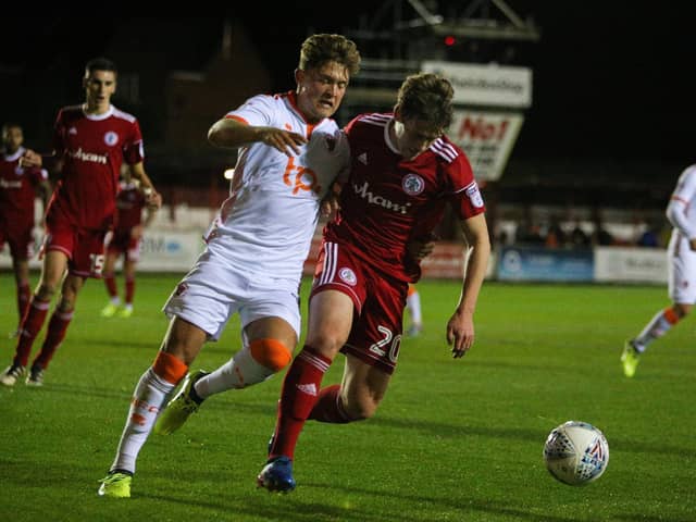 New Fylde signing Reagan Ogle (right) playing for Accrington Stanley against Blackpool in the EFL Trophy
