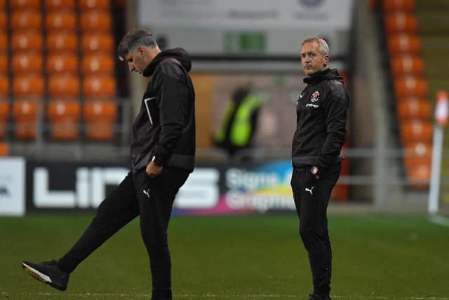 Neil Critchley and his assistant Mike Garrity after Tuesday night's defeat to Charlton
