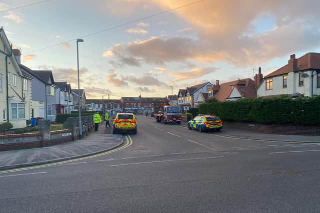 Police had closed Cleveleys Avenue in both directions near to the junction with York Avenue.
