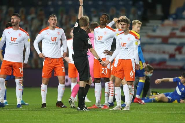 Ethan Robson was the first of two Blackpool players to be shown a straight red card