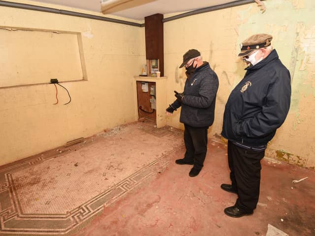 William Hargreaves and Coun Brian Crawford inspect the current building, which a voluntary group plans to renovate and reopen